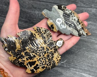 Picture Jasper Dendritic Leaf Carved (Natural Crystal) You Select