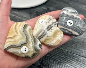 Yellow Banded Dendritic Calcite Heart (Natural Crystal) You Select