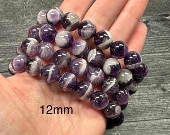 Dream Amethyst Chevron Bracelet (8 & 12mm) Natural Crystal You Select Size