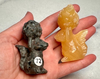Squirrel Carrying Pinecone 2.5”H Carving (Natural Crystal) You Select