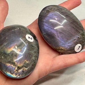Purple Labradorite Palm with Flash on Both Sides (Natural Crystal) You Select
