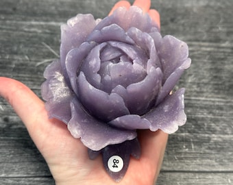 Lepidolite Peony Rose Flower Carving (Natural Crystal) #84