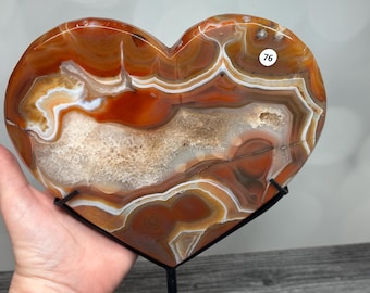 Sardonyx Druzy 11”H Large Heart on Stand (Natural Crystal) #76