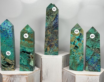 Chrysocolla Ultra AAA 4 Sided Long Tower (Natural Crystal) You Select