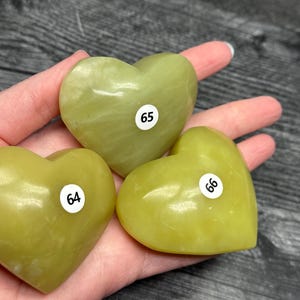 Lemon Jade Puffy Heart & Stand (Natural Crystal) You Select