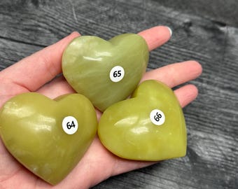 Lemon Jade Puffy Heart & Stand (Natural Crystal) You Select