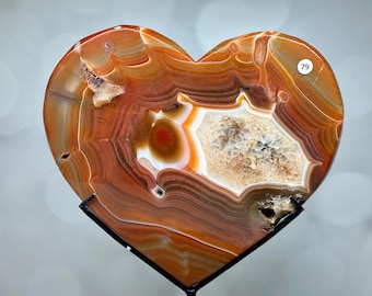 Sardonyx 12”H Large Heart on Stand (Natural Crystal) #79