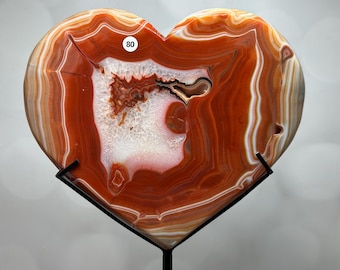 Sardonyx Druzy 11”H Large Heart on Stand (Natural Crystal) #80