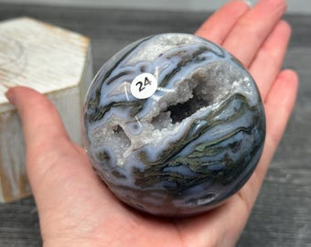 Moss Agate Druzy 74.1mm Sphere (Natural Crystal) #24