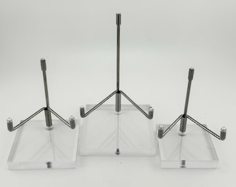 Acrylic Slab Stand with Padded Adjustable Metal Prongs Moon Flower Feather Heart Bowl