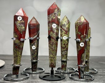 Dragon Blood Jasper Wand on Stand (Natural Crystal) You Select