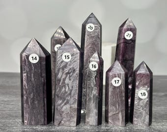 Purple Mica (Lepidolite) Ultra AAA Quality 4 SidedTower Point (Natural Crystal) You Select