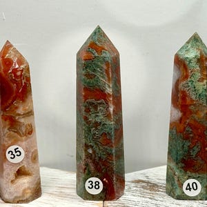 Red Carnelian Moss Dendritic Agate Tower (Natural Crystal) You Select