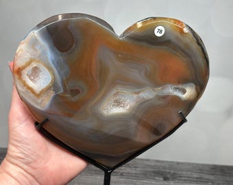 Sardonyx Druzy 11”H Large Heart on Stand (Natural Crystal) #78