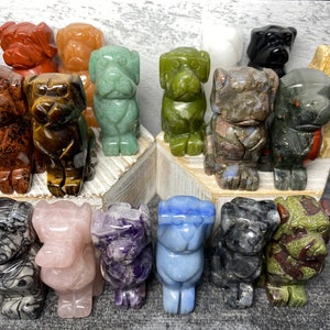Dog (2&quot;) Carved Natural Crystal Animal