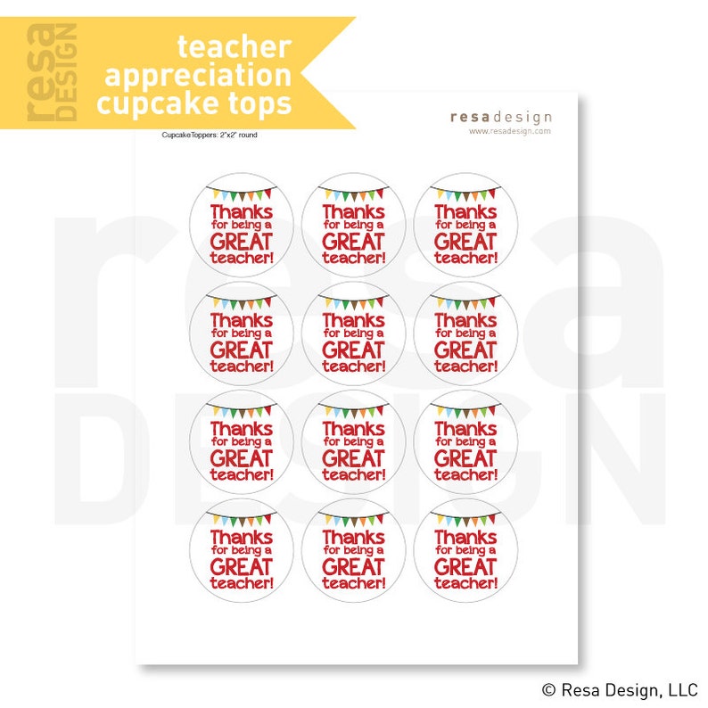 Teacher Appreciation Cupcake Topper Printable Printable Etsy