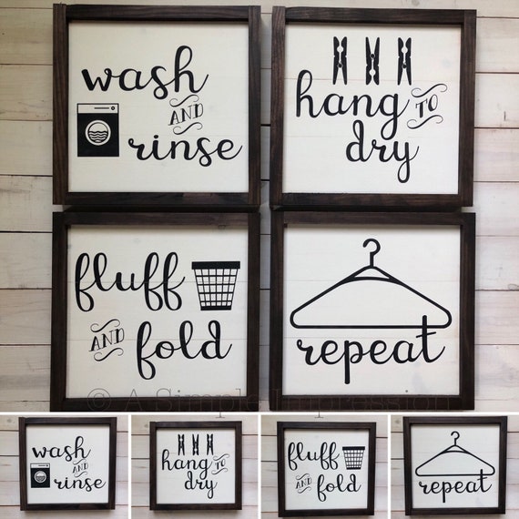Laundry Room Decor Set Of Four Signs Farmhouse Wall Decor Rustic Laundry Signs Painted Wood Signs Laundry Room Collection