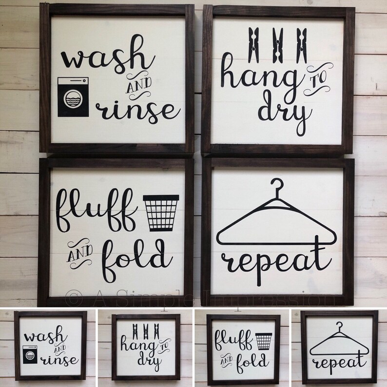 Laundry Room Decor Set of Four Signs Farmhouse Wall Decor Etsy
