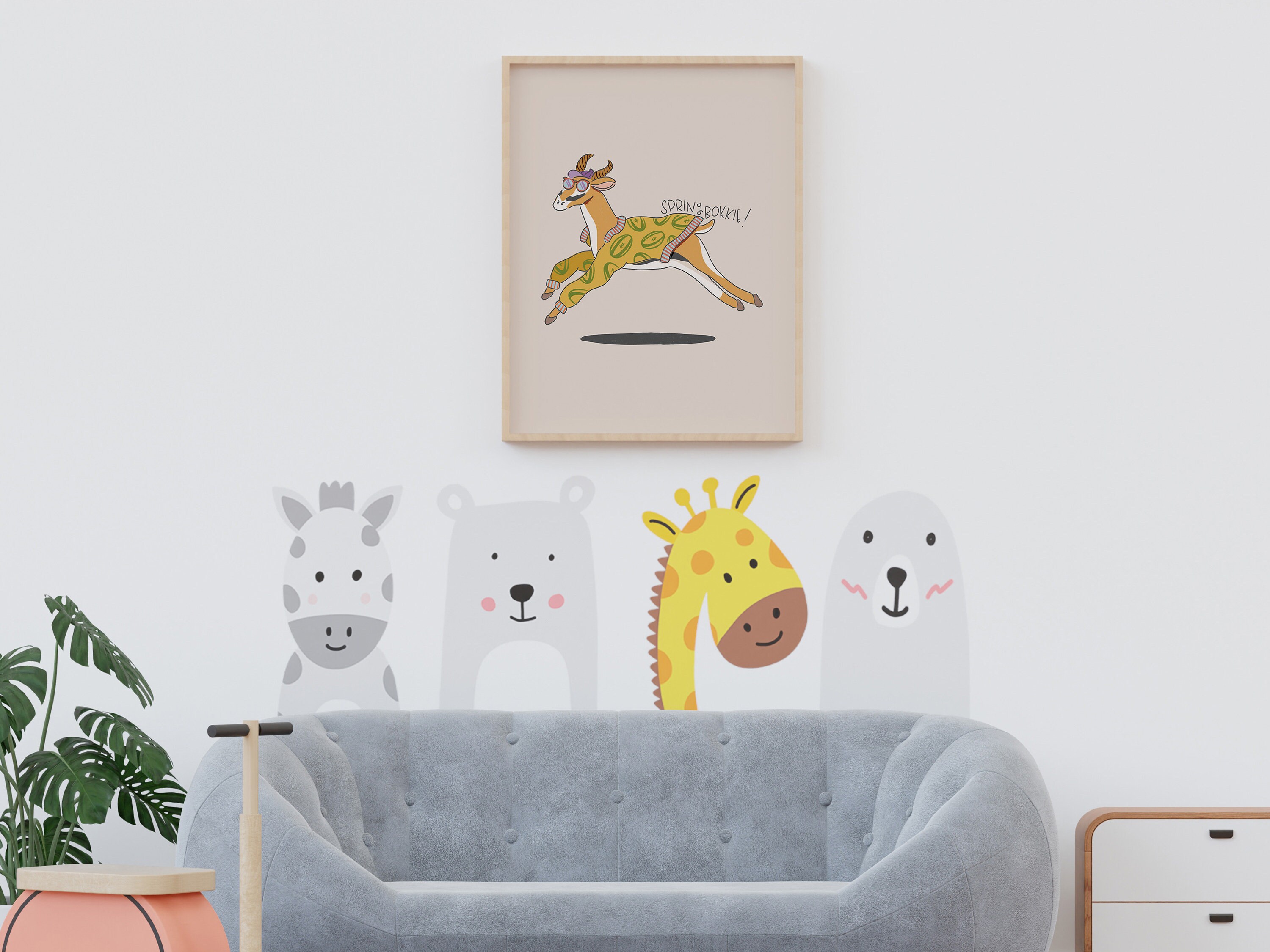 Springboks Printing Art Afrikaans Kids Print Springbok Illustration Kids Room Afrikaans ...