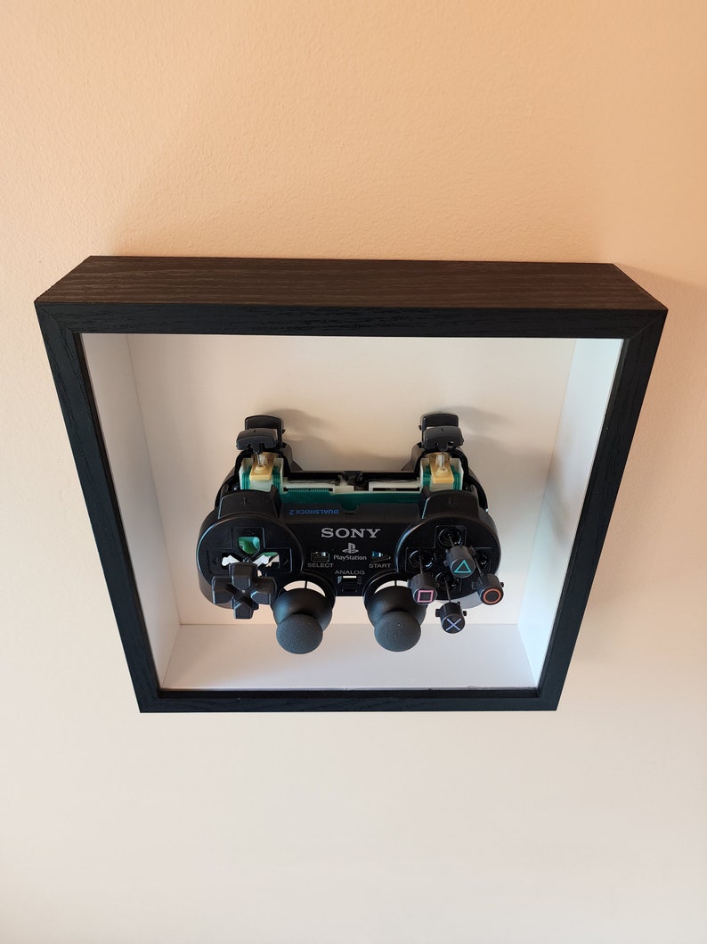 Exploded View Playstation 2 Controller With Frame, Disassemble Art, Controller Frame Wall Art