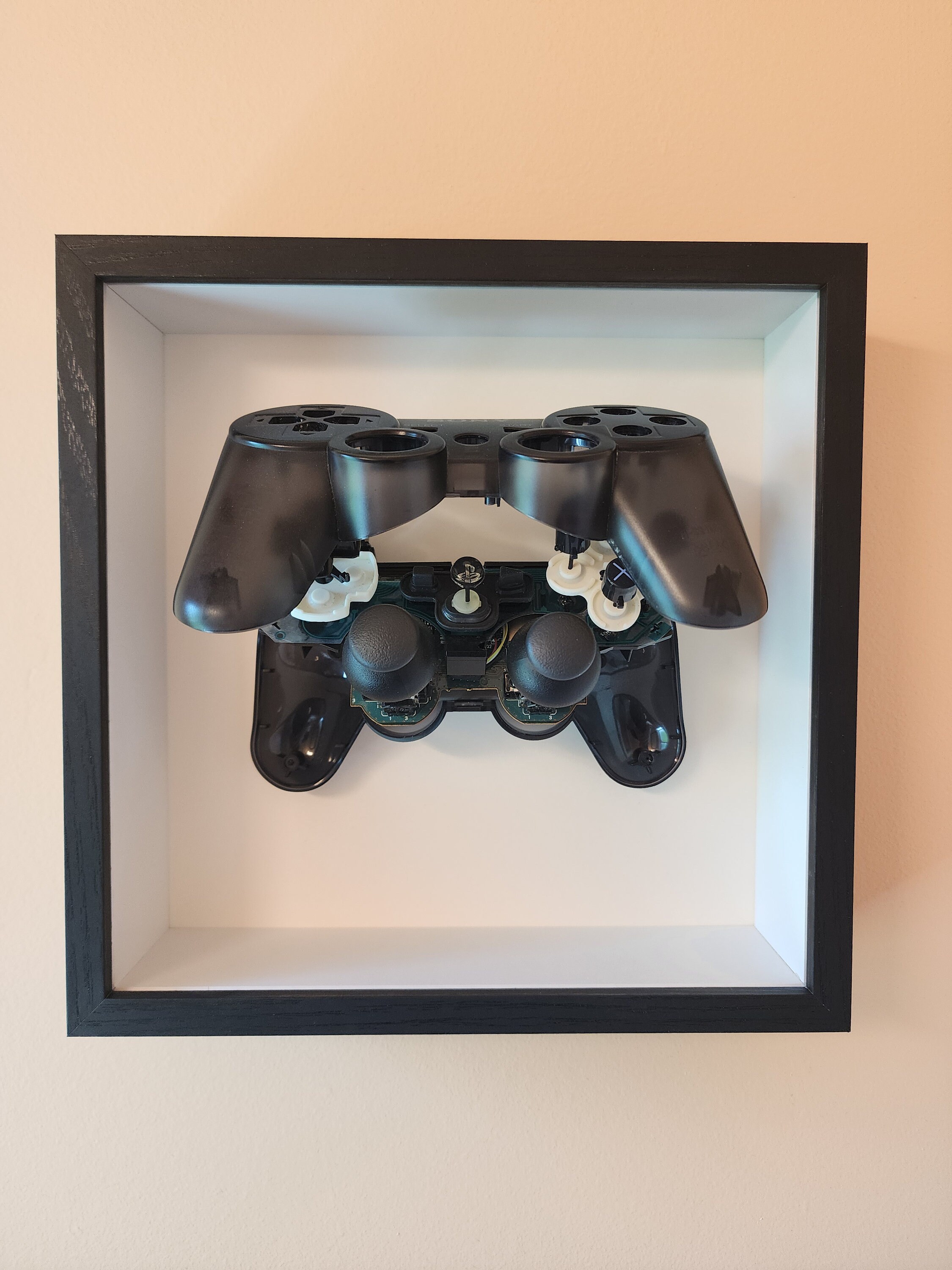 Exploded View Playstation 3 Controller With Frame, Disassemble Art, Controller Frame Wall Art