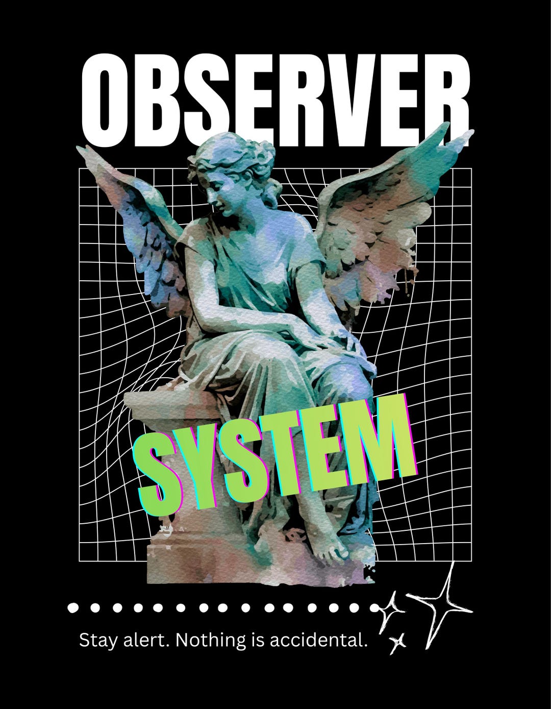 Observer System Angel Glitch Art Vaporwave Statue Digital Print Edgy ...
