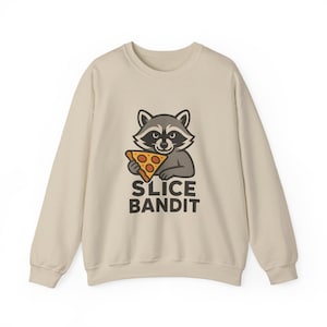 Bluza Slice Bandit: Unisex, miłośnik pizzy, z nadrukiem i okrągłym dekoltem