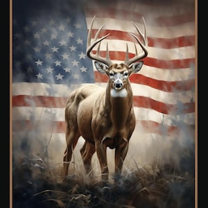 American Trophy Deer Fabric Panel: Wildlife Quilt