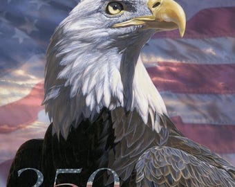 America: 250 Years Fabric Panel | Bald Eagle Quilt Panel | Patriotic Fabric