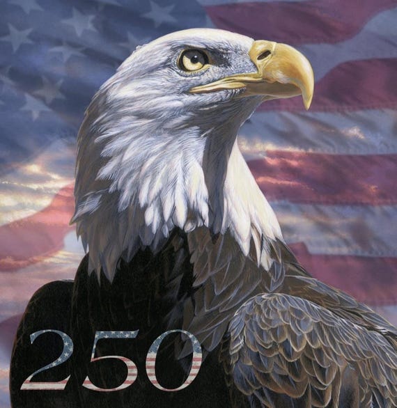 America: 250 Years Fabric Panel | Bald Eagle Quilt Panel | Patriotic Fabric