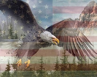 American Wild Eagle Quilting & Sewing Fabric Panel