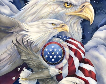Together We Stand Fabric Panel | Bald Eagle Quilt Panel | American Flag