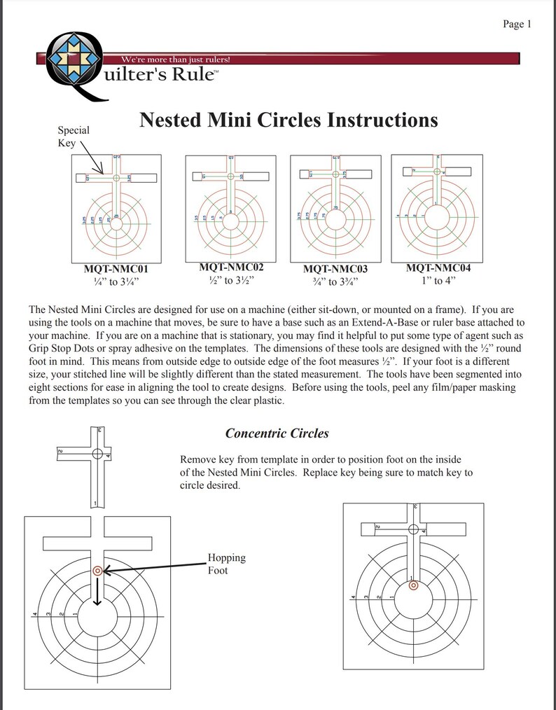 Nested Mini Circles Quilting Template | Quilting Ruler | Rulerwork - Etsy