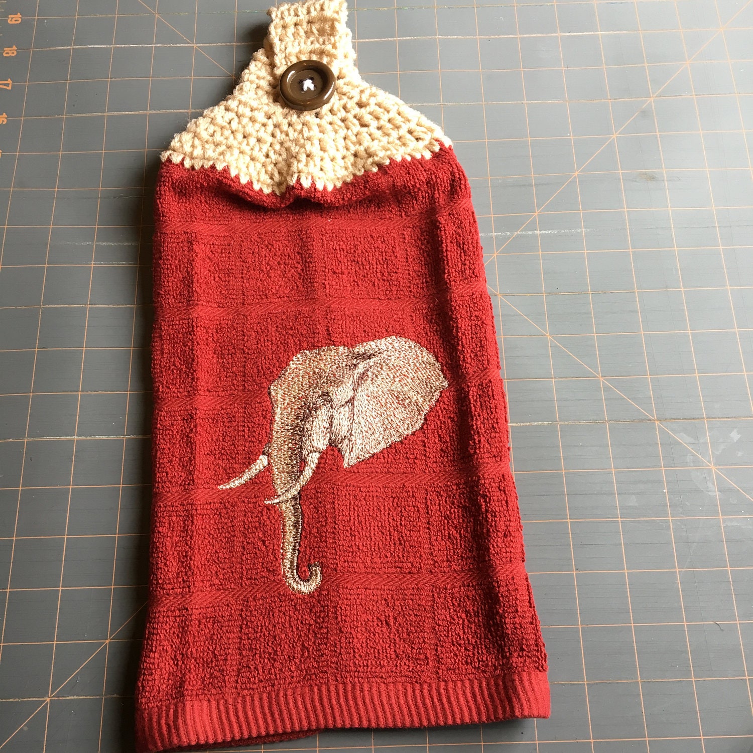 ELEPHANT EMBROIDERED Kitchen Hand Towel Etsy