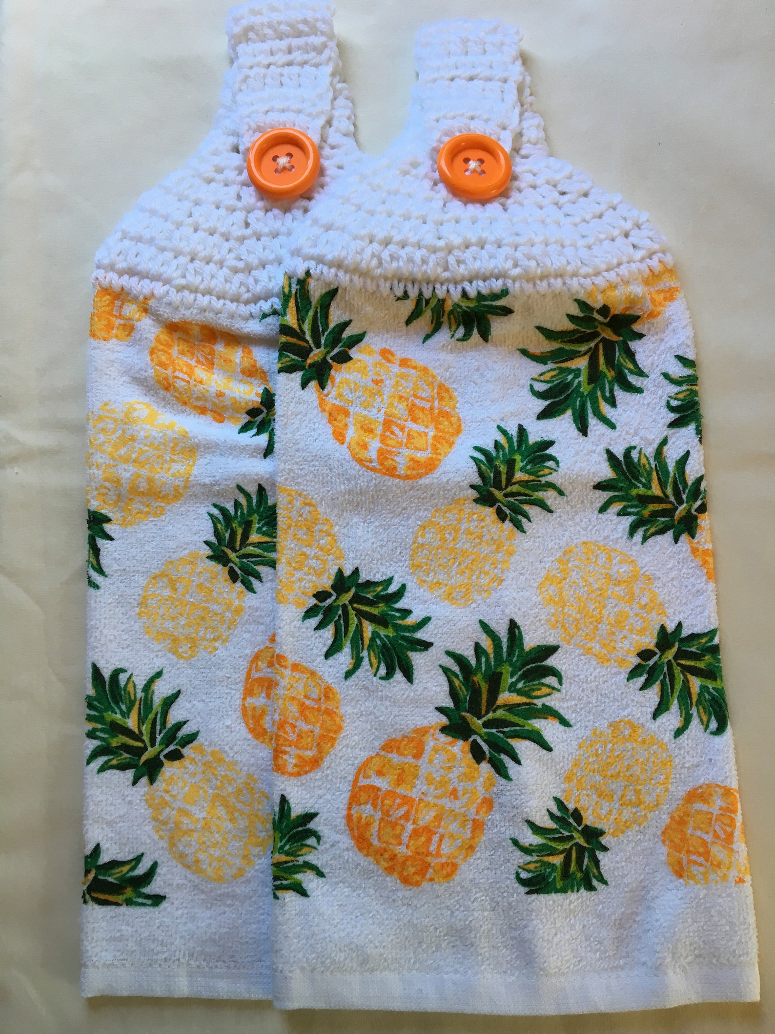 Pineapple Print Kitchen or Hand Towel set of 2 Etsy