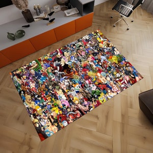 Video Game Rug,Mixed Anime Rug,Super Heros Rug,Colorful Rug,Fantastic Rug,Anime Rug,Anime Decor,Nursery Rug,Custom Rug,Area Rug,Gift for Her
