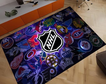 Hockey Rug,NHL Rug, Hockey Team Logos Rug,  Colorful Rug, Sport Rug, Young Room Rug, Boys Room Rug, Custom Rug, Personalized Gifts, Area Rug
