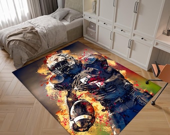 American Football Player Rug, American Football Rug, Sport Rug, Colorful Rug, Custom Rug, Hypebeast Rug, Area Rugs, Sport Decor,Gift for Her