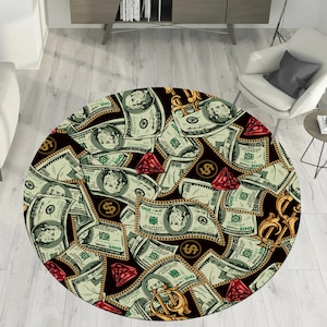 Dollar Rug, Money Rug, Diamond Rug, Round Rug,Colorful Rug,Cool Rugs,Popular Rug,Money Decor,Custom Rug,Area Rugs,Office Carpet,Gift for Her