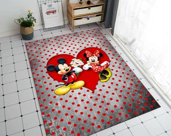 Minnie Mouse Rug, Mickey Mouse Rug,Children's Rug,Colorful Cartoon Rug,Custom Rug,Nursery Rug,Cute Rug,Area Rugs,Nursery Decor,Gift for Kids