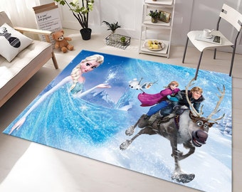 Children&#39;s Room Rug, Frozen Rug, Elsa Rug, Anna Rug, Colorful Rug, Custom Rug, Nursery Rug, Cute Rug, Area Rugs, Nursery Decor,Gift for Kids