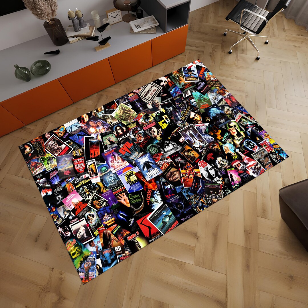 Horror Sticker Rug Horror Movie Rug, Movie Rug, Horror Rug, Fear Rug, Minimalist Rug ...
