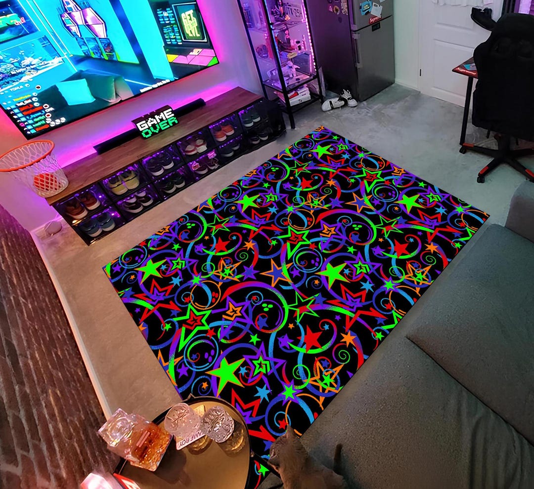 Arcade Rug, Arcade Neon Rug, Star Rug, Gamer Rug,gaming Rug,game Rug ...