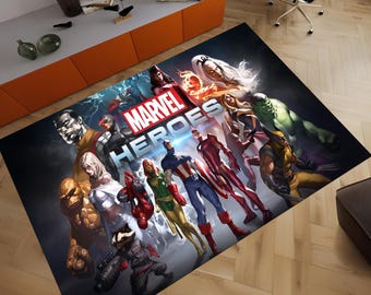 Marvel Characters Rug, Superheros Rug, Avengers Rug, Fantastic Rug, Movie Decor, Colorful Rug, Area Rugs, Kids Room Rug, Gifts for her