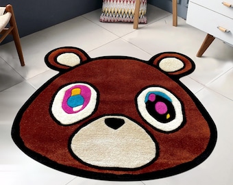 Kanye West Dropout Bear Rug, Bear Rug, Kanye West Bear Rug, Kanye West CD Rug, CD Rug, Music Album Rug, Music Decor, Tufted Look Printed Rug