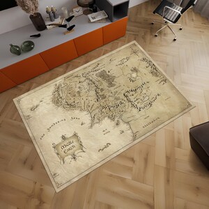 Mittelerde Karte Teppich, LOTR Teppich, Karte Teppich, Einzigartiger Teppich, LOTR Karte Fantastischer Teppich, Filmdekor, Jungenzimmer Teppich, Geschenke für Sie