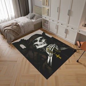 Skull Rug, Christian Rug,Skeleton Rug,Horror Rug,Gothic Rug,Cool Rugs,Popular Rug,Horror Decor,Fear Rug,Area Rugs,Boys Room Rug,Gift for her