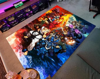 Fight Game Rug, Fight Game Characters, Video Game Rug, Gamer Rug, Fantastic Rug, Colorful Rug, Area Rug, Young Room Decor, Cool Rug, Rug