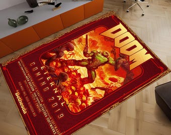 Doom Rug, Doom Game Rug, Video Game Rug,Gamer Rug,Fear Rug,Skull Rug,Black and Red Rug,Young Room Decor,Fantastic Rug,Popular Rug,Modern Rug