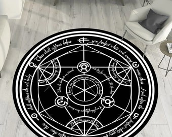 FMA Transmutation Rug, Full Metal Rug,Circle Rug,Japanese Anime Rug,Popular Rug,Custom Rug,Rugs for Living Room,Minimalist Rug,Gifts for Her